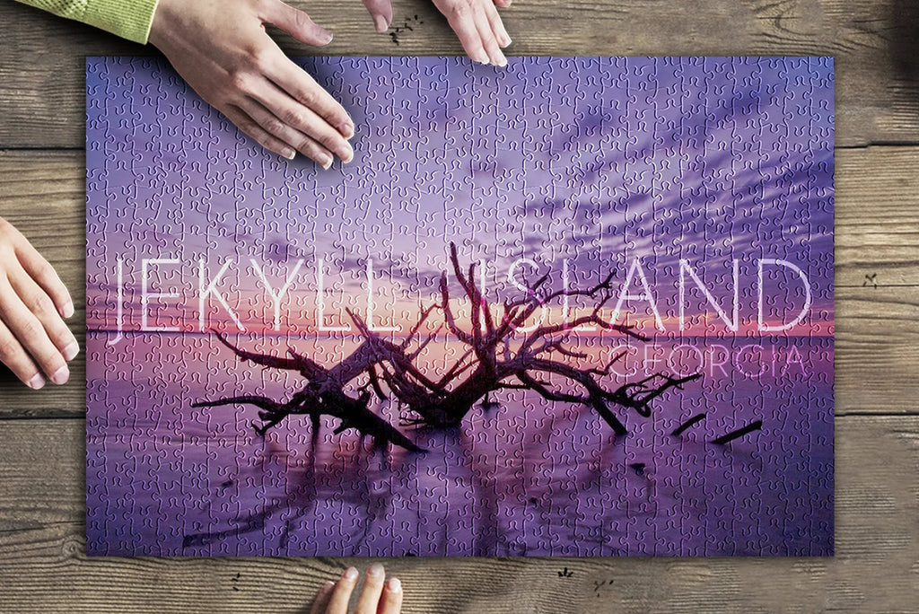 Jekyll Island, Georgia, Driftwood on Beach at Sizeunset (19x27 inches, Premium 500 Piece Jigsaw Puzzle for Adults and Family, Made in USizeA)