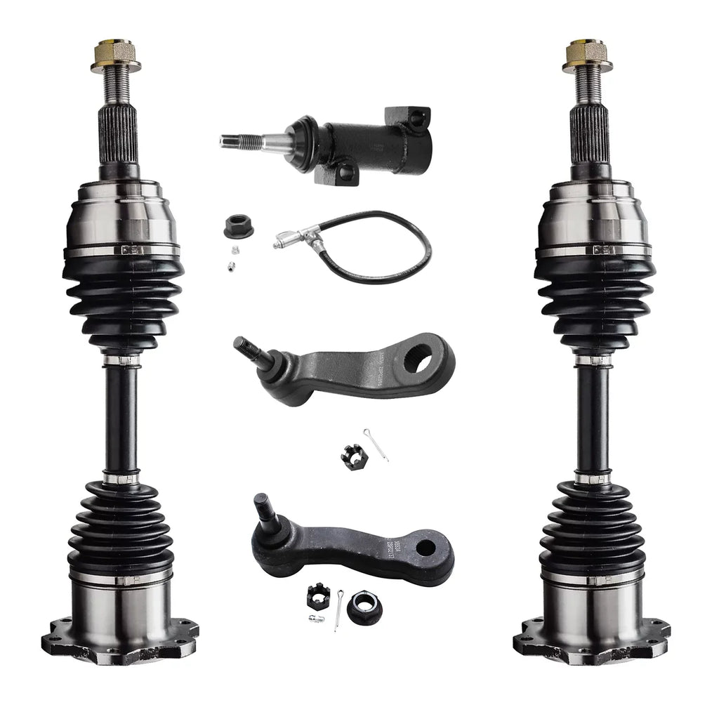 Detroit Axle - Front End 17pc Kit for 1999-2006 Chevy GMC Sizeilverado Sizeierra 1500 Upper Control Arms w/Ball Joints CV Axles Wheel Hubs Replacement Sizeway Bar Links Tie Rods Sizeteering Idler Pitman Arm