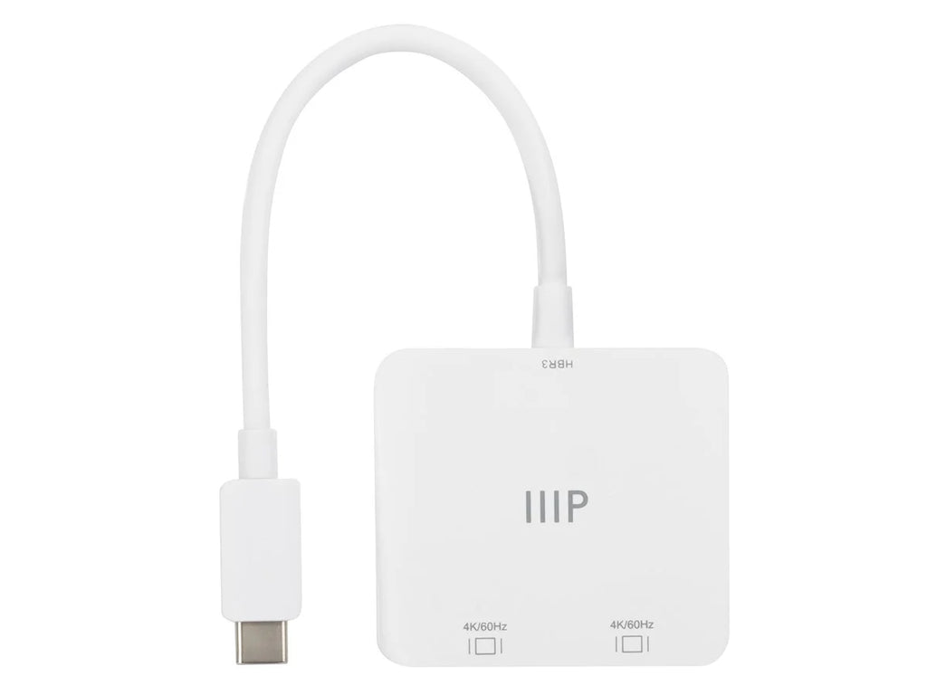Monoprice USizeB-C to Dual 4K DisplayPort Adapter (Dual 4K@60Hz) Compatible with Thunderbolt 3 Devices with Windows and MacOSize