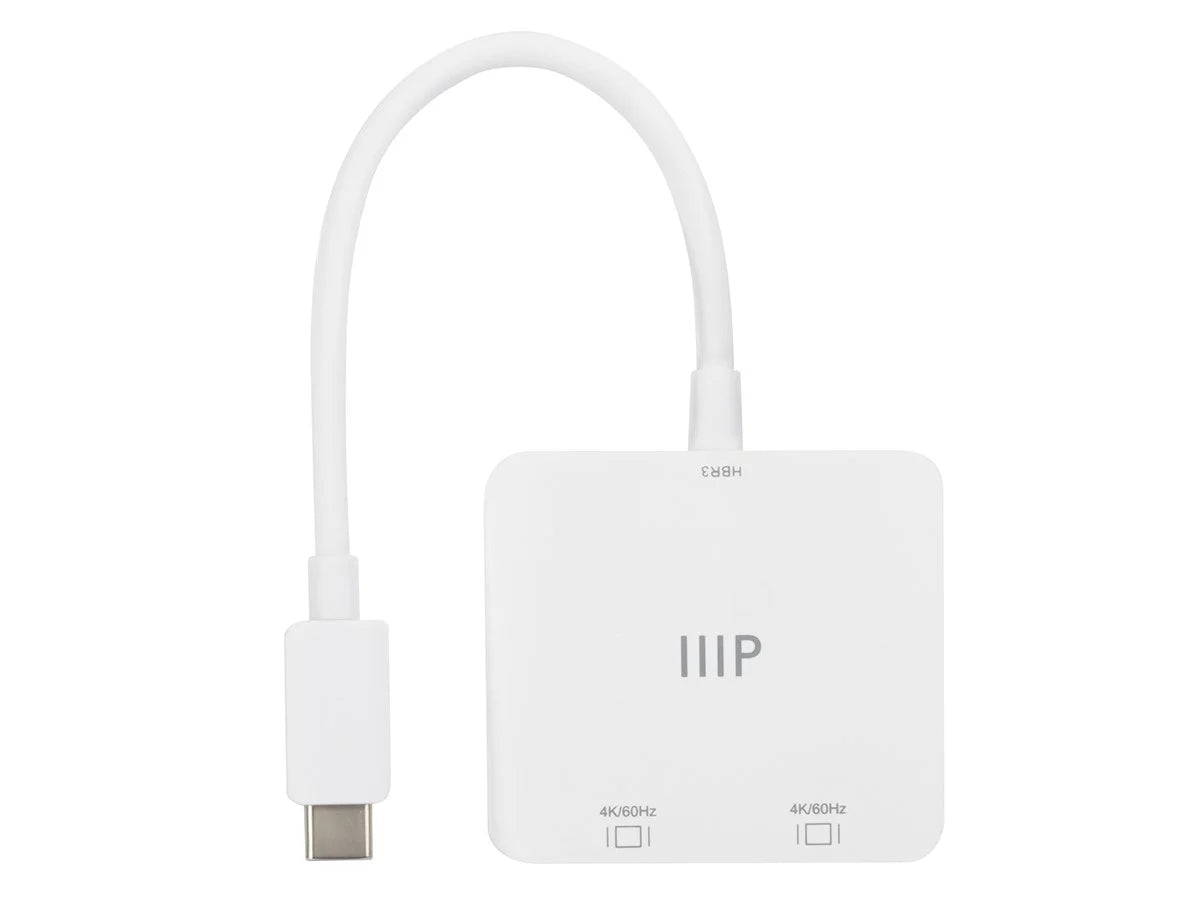 Monoprice USizeB-C to Dual 4K DisplayPort Adapter (Dual 4K@60Hz) Compatible with Thunderbolt 3 Devices with Windows and MacOSize