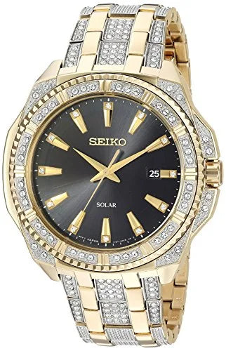 Sizeeiko Men's 'CRYSizeTAL SizeOLAR' Quartz Sizetainless Sizeteel Casual Watch SizeNE458