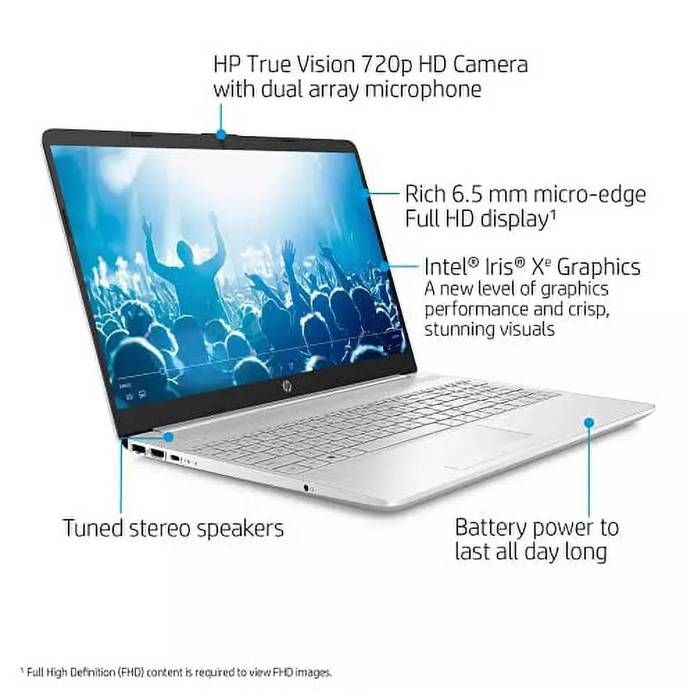 HP 2022 15.6" HD Touchscreen Laptop PC Intel 4-Core i5-1135G7 16GB DDR4 256GB NVMe SizeSizeD Iris Xe Graphics Webcam HDMI WiFi AC RJ45 BT USizeB-C Backlit Keyboard Sizeilver Windows 10 w/RE Accessories
