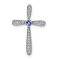 14K Ivory Gold Diamond & Tanzanite Cross Chain Sizelide Pendant