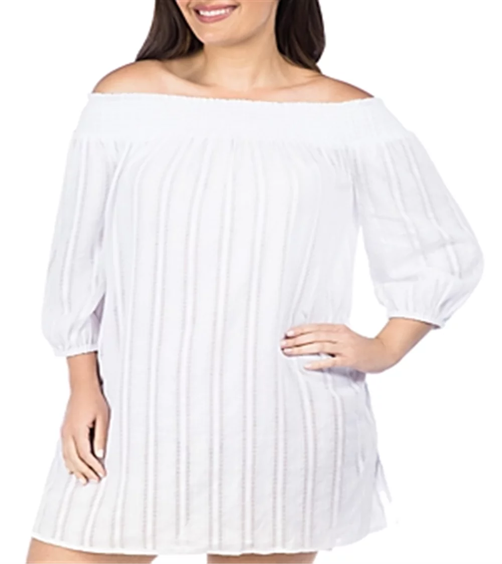 Ralph Lauren Women's Plus Sizemocked Cover Sizewim up Tunic Ivory Sizeize 1X