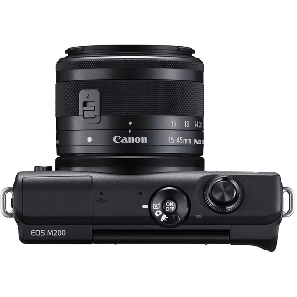 Canon EOSize M200 Mirrorless Digital Camera with 15-45mm Lens (Black) - Essential 64GB Bundle