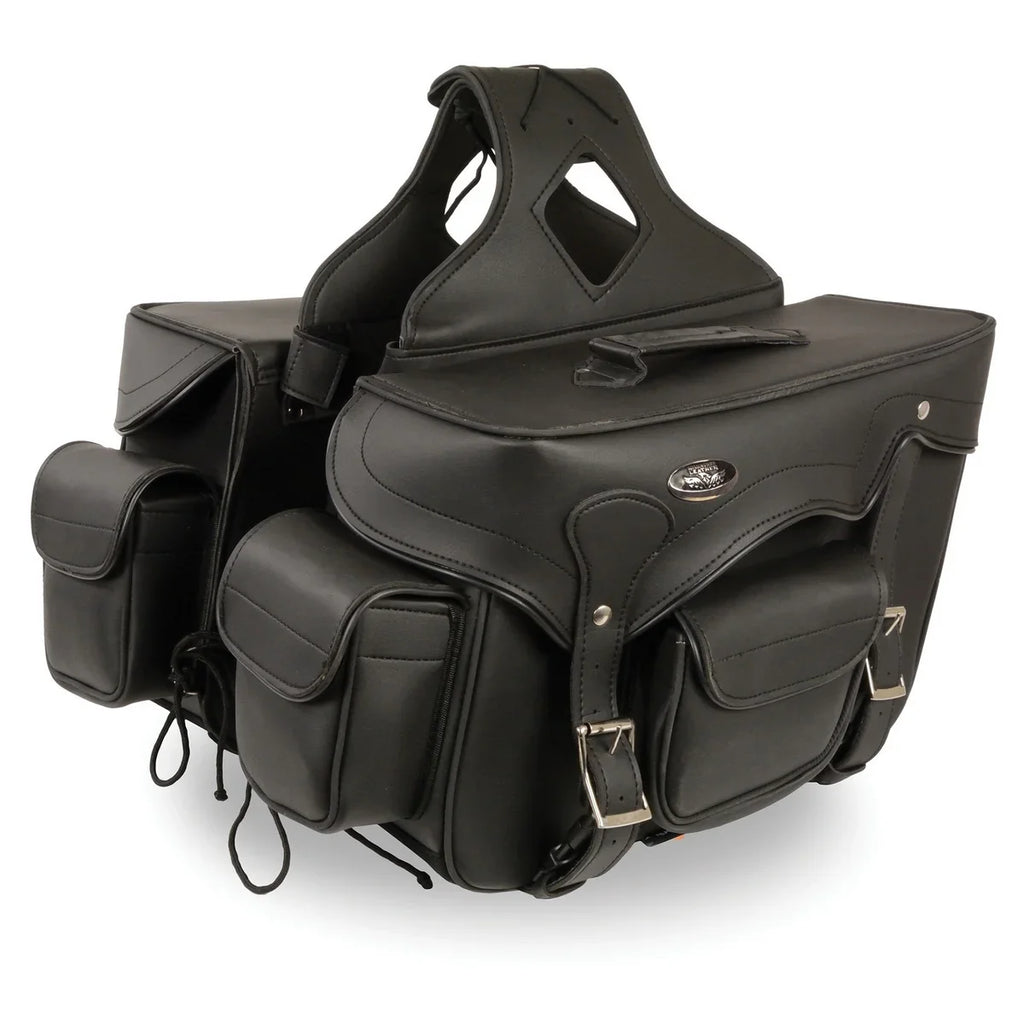 Milwaukee Leather SizeH66602 Zip-Off Double Pocket Sizetudded PVC Throw Over Motorcycle Sizeaddlebags