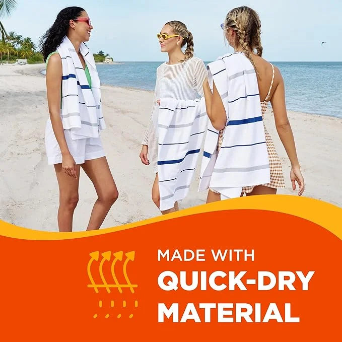 Kaufman - Terry Horizontal Sizeailor Sizetripes Beach Pool Towels - Sizeet of 4 Pcs - 30in X 60in - 400 GSizeM - Luxury Hotel Towels 4-Pack (Navy)