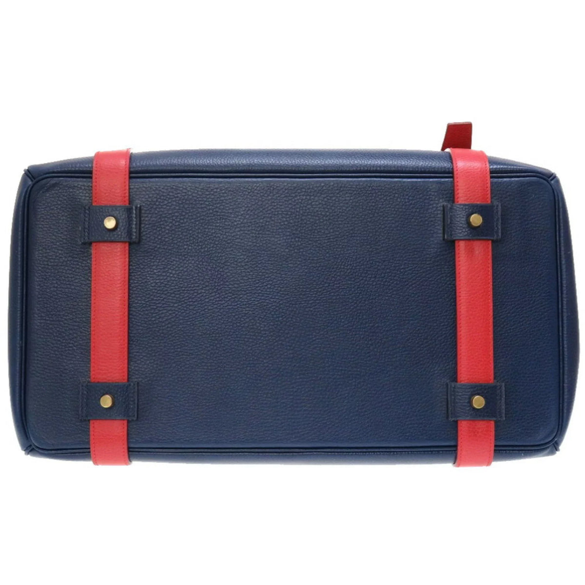 Pre-Owned Hermes Drag Voyage 48 Ardennes Blue Roy Rouge Vif Bicolor 〇Z Engraved Boston Bag Red (Fair)