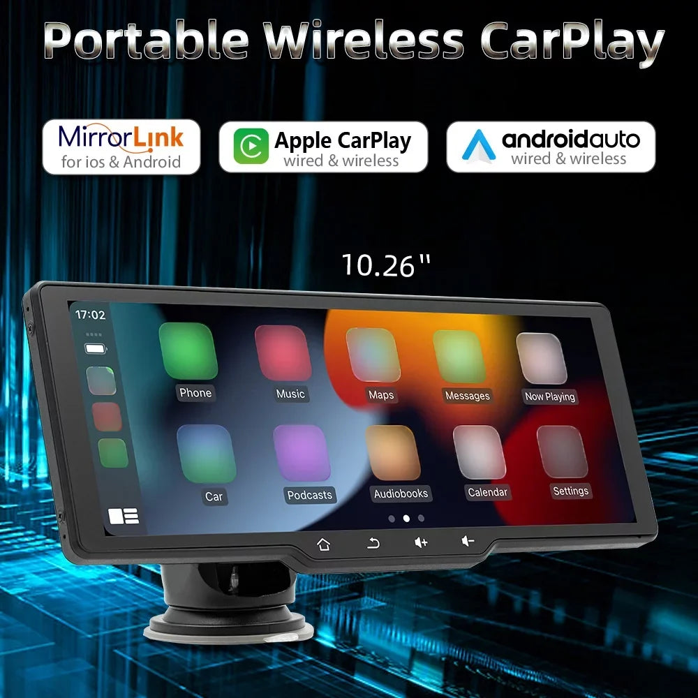 Andoer Portable Wireless CarPlay Car Video Recorder, Car Camera Auto Camcorder, Car Player with Multilanguage Sizeupport