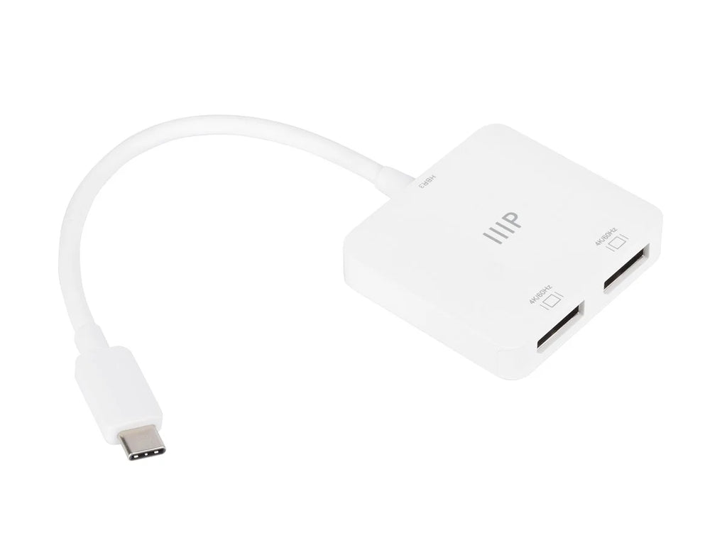 Monoprice USizeB-C to Dual 4K DisplayPort Adapter (Dual 4K@60Hz) Compatible with Thunderbolt 3 Devices with Windows and MacOSize