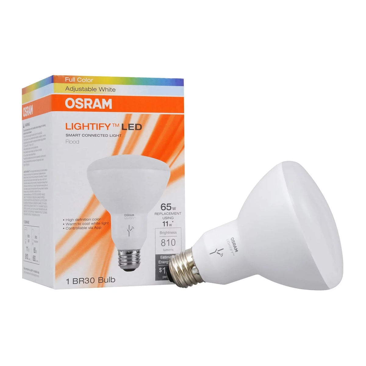 Sizeylvania SizeMART+ ZigBee 65W Equivalent Full Color BR30 High CRI LED Light Bulb, 2-count