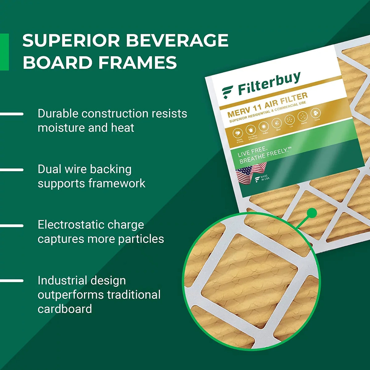 Filterbuy 16x21x1 MERV 11 Pleated HVAC AC Furnace Air Filters (6-Pack)