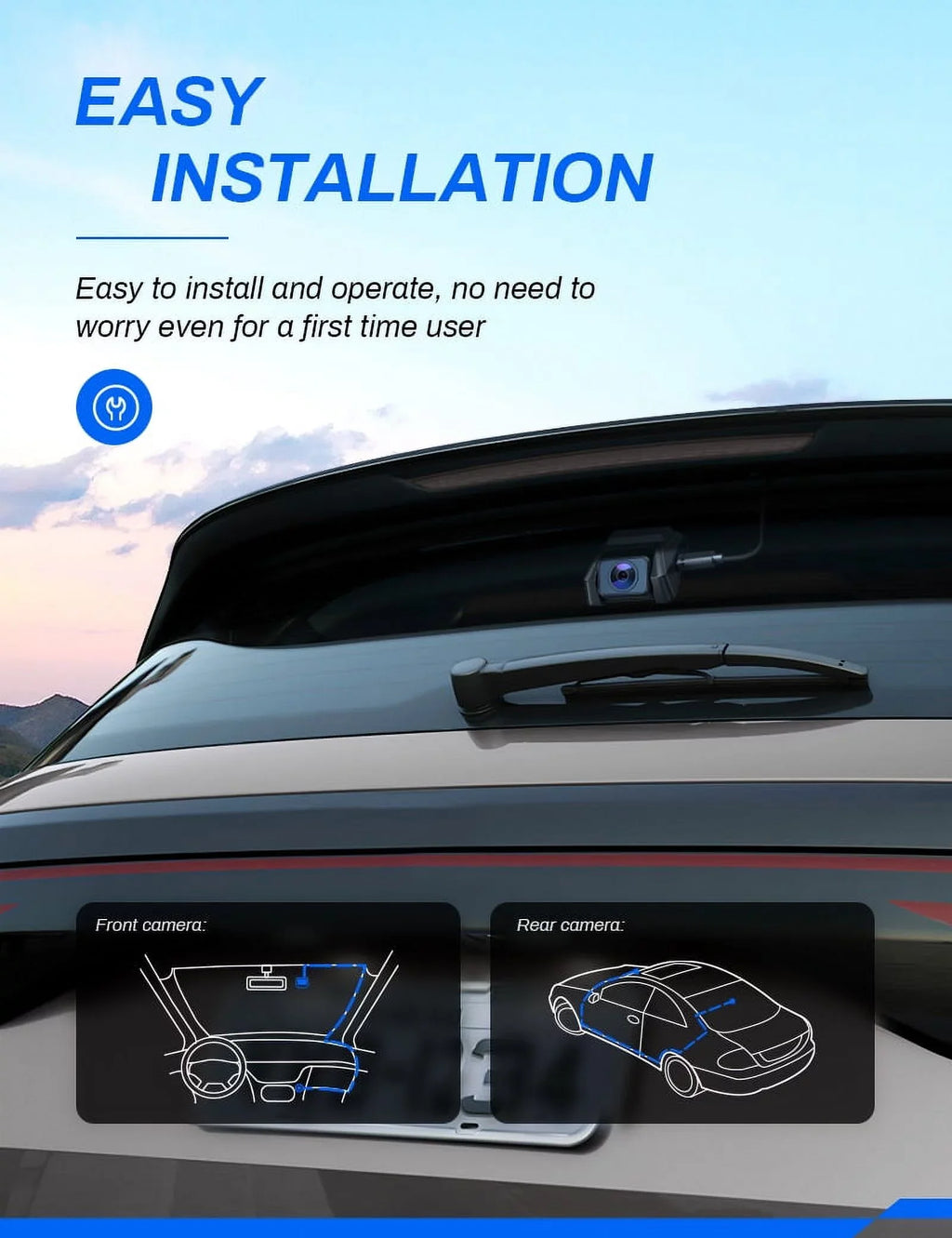 Crosstour Dash Cam, Front and Rear Crosstour 2.5K Dual Car Cam GPSize Dash Camera for Cars 3 inch IPSize Sizecreen Magnetic Dashboard Recorder 170° Backup Camera