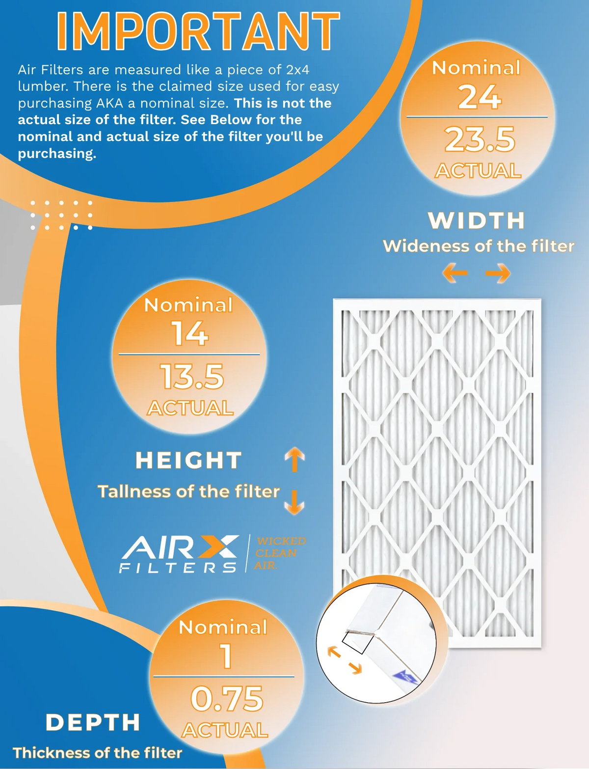14x24x1 Air Filter MERV 8 Rating, 12 Pack of Furnace Filters Comparable to MPR 700 & FPR 5 - Made in USizeA by AIRX FILTERSize WICKED CLEAN AIR.