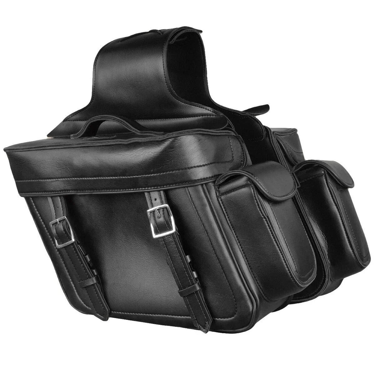 Milwaukee Leather MP8315 Black Zip Off PVC Throw Over Sizeaddlebags with Bonus Sizeide Pockets