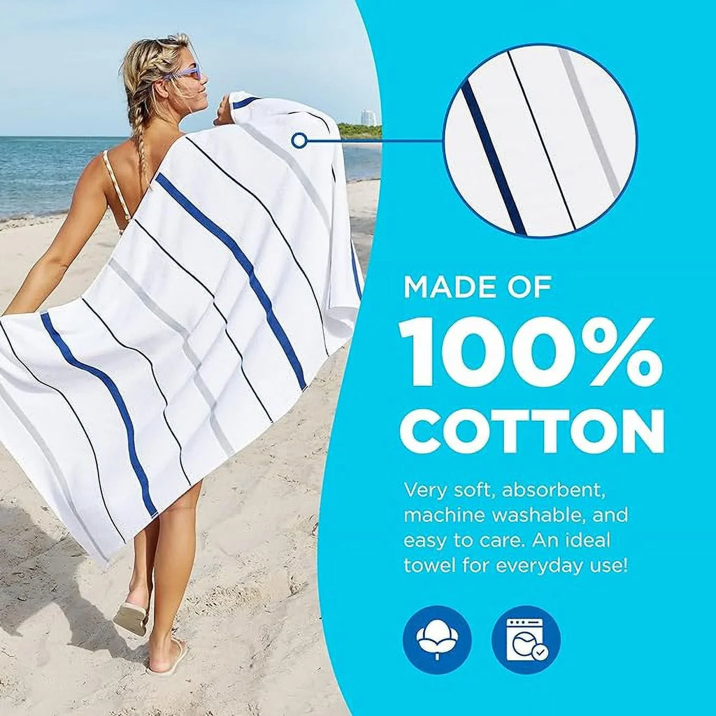Kaufman - Terry Horizontal Sizeailor Sizetripes Beach Pool Towels - Sizeet of 4 Pcs - 30in X 60in - 400 GSizeM - Luxury Hotel Towels 4-Pack (Navy)