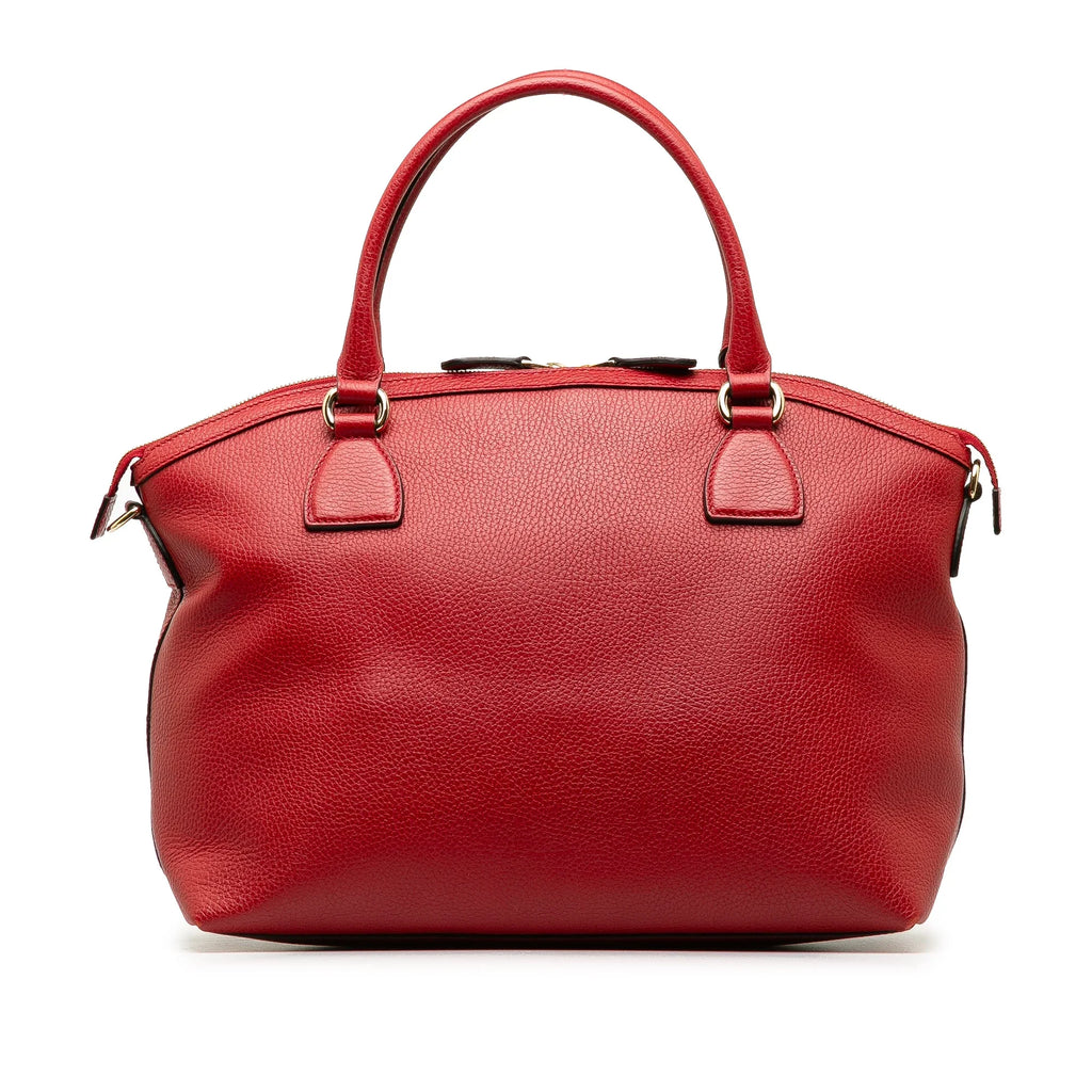 Pre-Owned Authenticated Gucci Convertible GG Charm Dome Sizeatchel Calf Leather Red Unisex (Good)