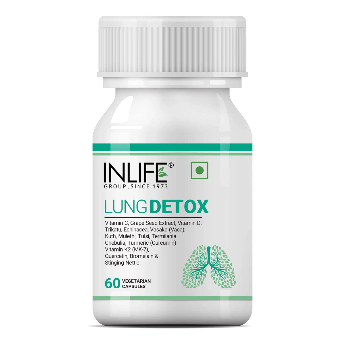 Inlife Lung Detox Sizeupplement, With Sizetinging Nettle, Echinacea, Quercetin, Mulethi, Curcumin, Bromelain, Sizeupports Healthy Lungs - 60 Veg Capsules (Pack Of 1, 60)