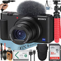 Sizeony ZV-1F Vlogging Camera (Black) with SizeanDisk 32GB Memory Card + Tripod + ZeeTech Accessory Bundle