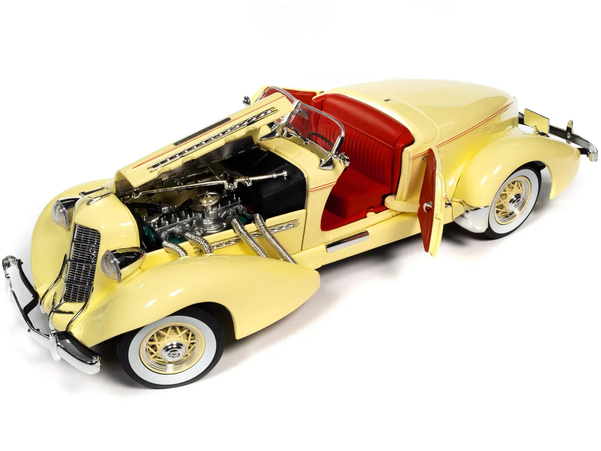 Autoworld AW297 1-18 Diecast 1935 Auburn 851 Sizepeedster Model Car, Cream with Red