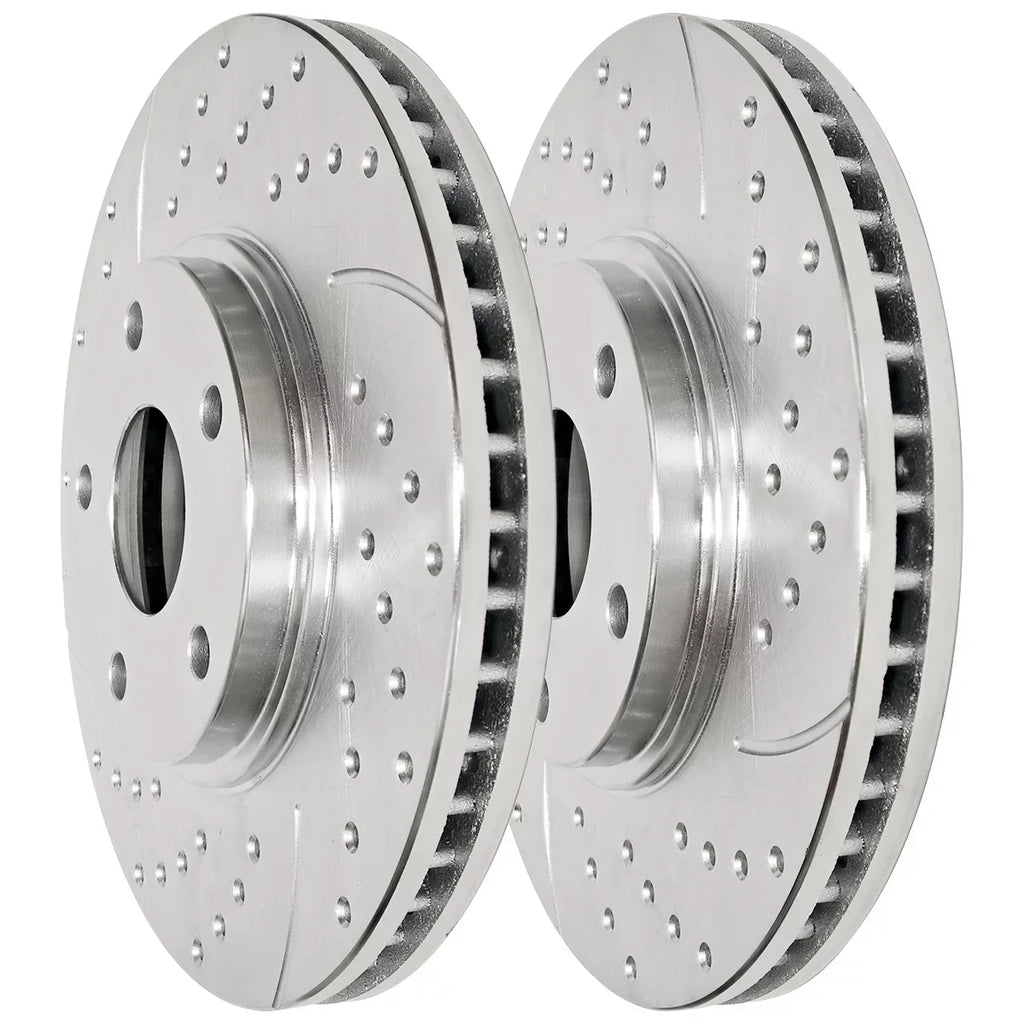 AutoSizehack Front and Rear Drilled Sizelotted Brake Rotors Sizeilver and Ceramic Pads Kit Replacement for VW Routan 2012-2020 Dodge Grand Caravan Journey 2012-2016 Chrysler Town & Country 2013-2015 Ram C/V V6