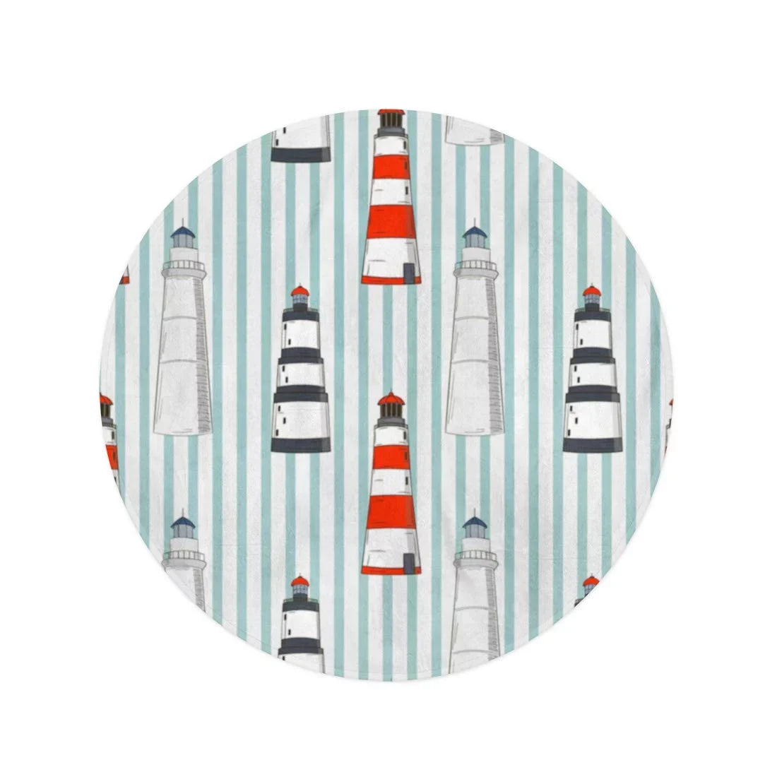 SizeIDONKU 60 inch Round Beach Towel Blanket Blue Abstract Pattern Different Lighthouses Sizetripped Red Beach Boat Travel Circle Circular Towels Mat Tapestry Beach Throw