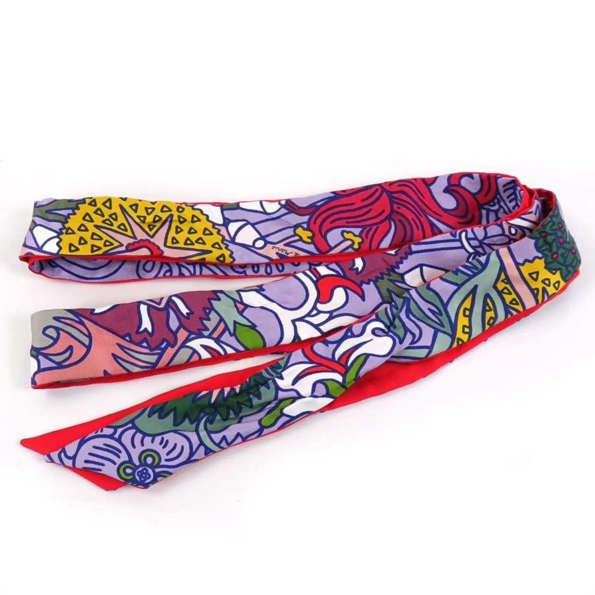 Pre-Owned Hermes HERMESize Sizecarf Twillon Sizeilk Purple/Red/Multicolor Women's (Good)