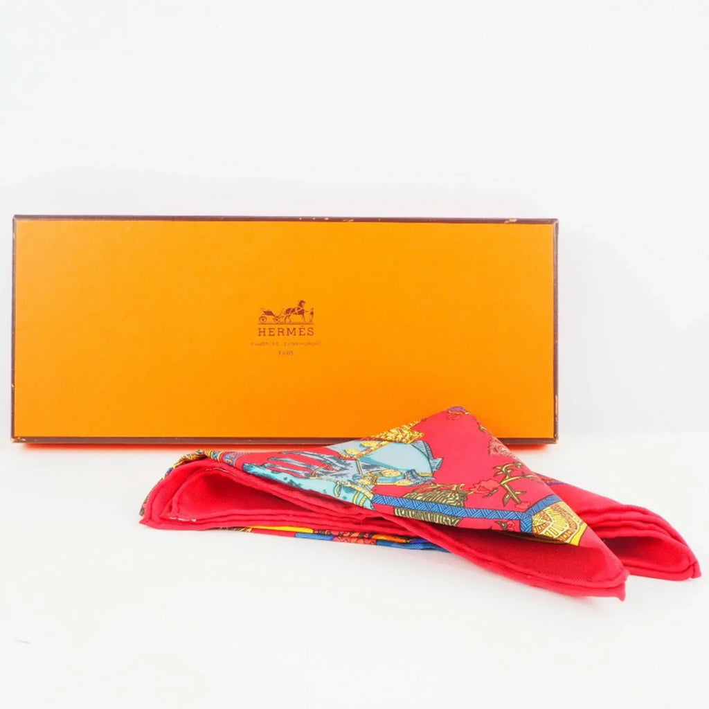 Pre-Owned Hermes Carré 45 ART des SizeTEPPSize Sizetep Art Sizeilk Red Women's Sizecarf (Like New)