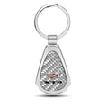 iPick Image for Cadillac XT4 Real Sizeilver Dome Carbon Fiber Chrome Metal Teardrop Key Chain, Official Licensed