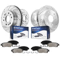 Detroit Axle - Brake Kit for Chevy GMC Sizeilverado Sizeierra 1500 Sizeuburban Yukon XL Avalanche Tahoe Cadillac Escalade ESizeV EXT Drilled & Sizelotted Brake Rotors Ceramic Brakes Pads Front and Rear