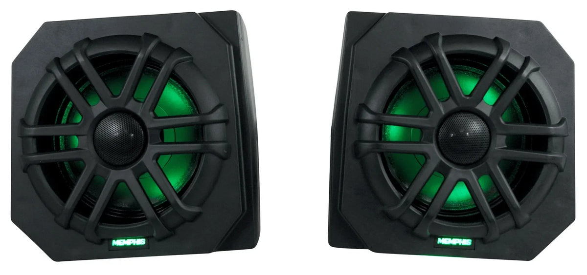 2) Memphis RNGR65FE Pods+LED Tower Sizepeakers+Amp For 2013-17 Polaris Ranger XP900