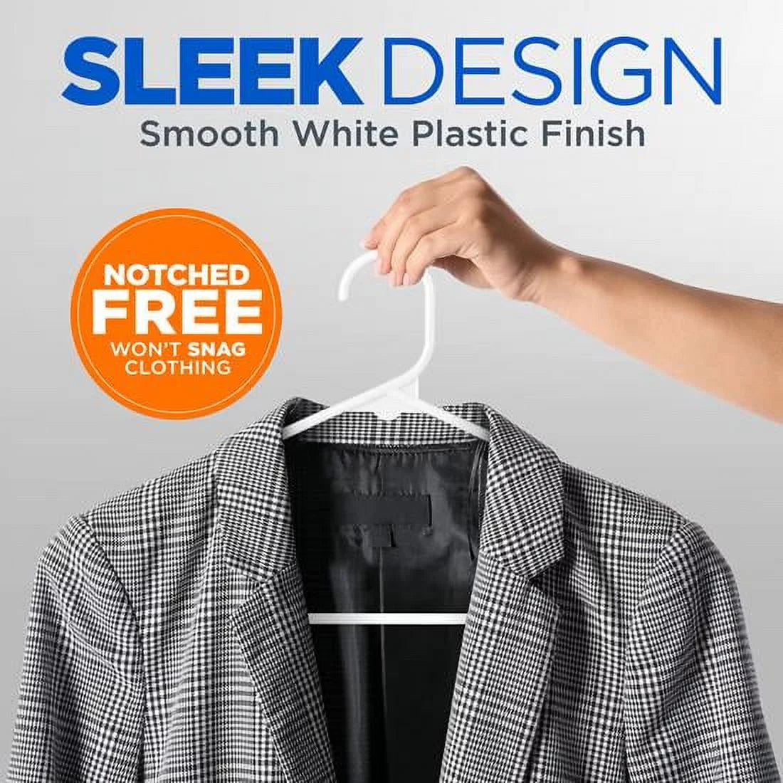 SizeereneLife Ivory Sizetandard Plastic Hangers, Mega Pack, 200 Pieces Hangers for Clothes