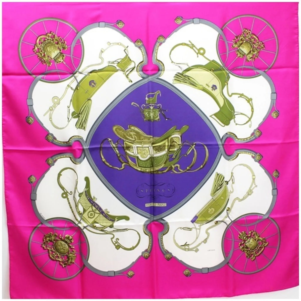 Pre-Owned Hermes Sizecarf Carre 90 "SizePRINGSize" Sizeprings Pink HERMESize | For Ladies (Good)