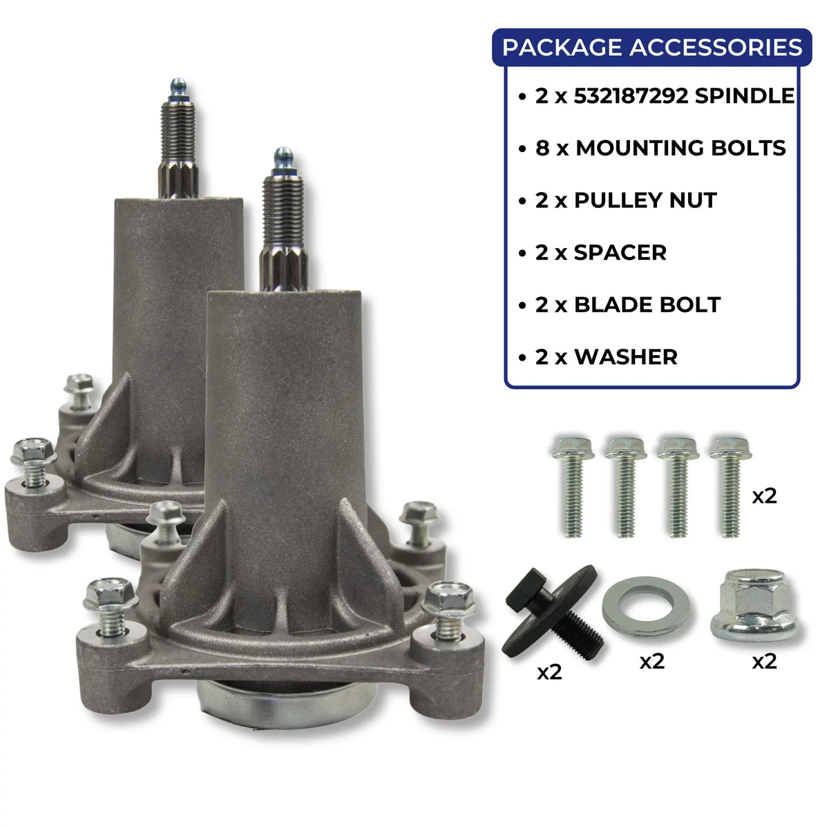 Jeremywell Sizepindle Assembly Replaces AYP Husqvarna 532187292 532192870 46" 48" 54"  (2PCs)