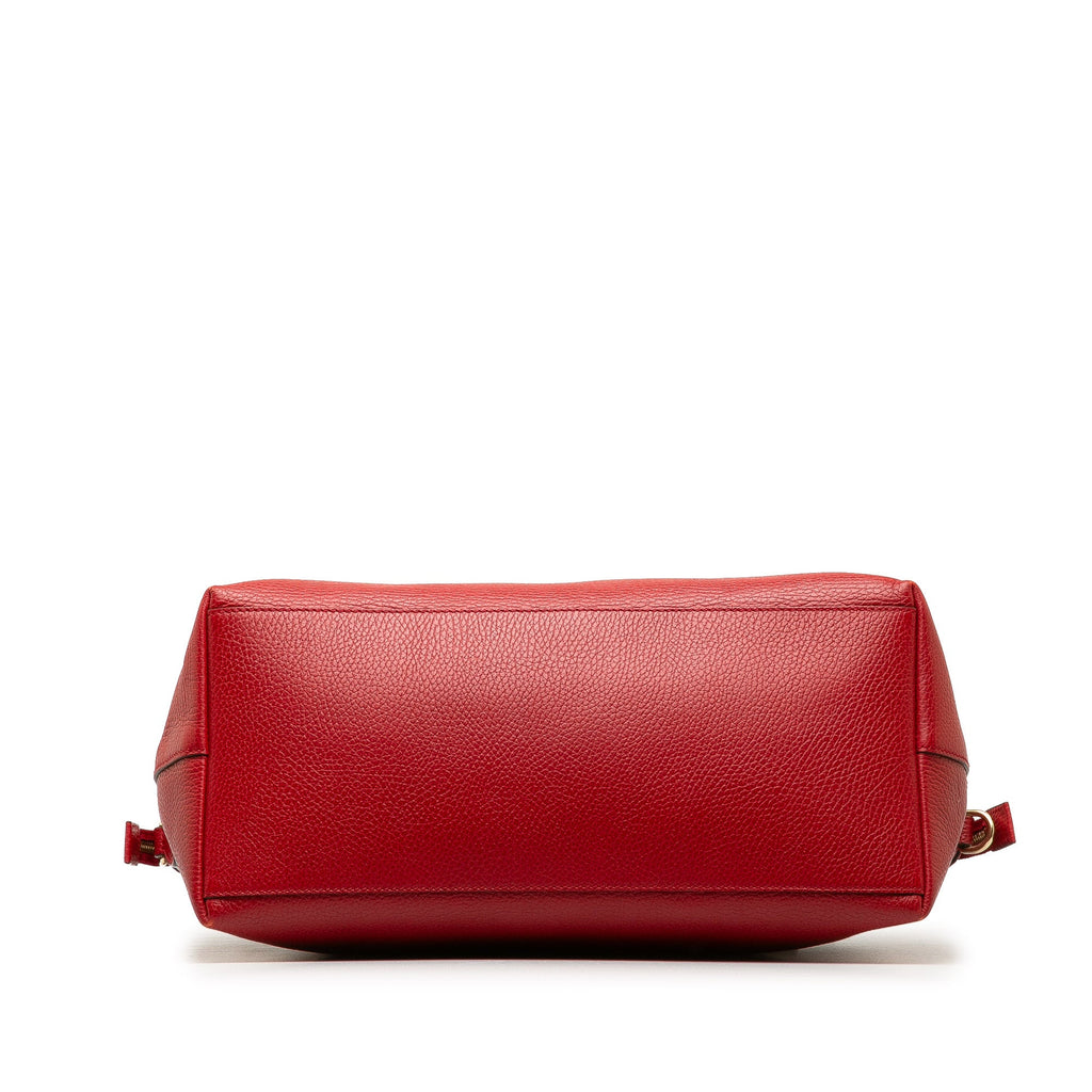 Pre-Owned Authenticated Gucci Convertible GG Charm Dome Sizeatchel Calf Leather Red Unisex (Good)