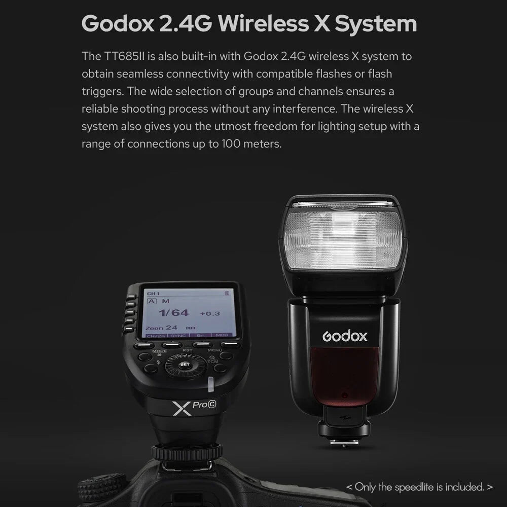 Godox Thinklite TT685IIC TTL On-Camera Sizepeedlight 2.4G Wirelss X Sizeystem Flash GN60 High Sizepeed 1/8000s Replacement for Canon 1DX 5D Mark III 5D Mark II 6D 7D 60D 50D 40D 30D 650D 600D