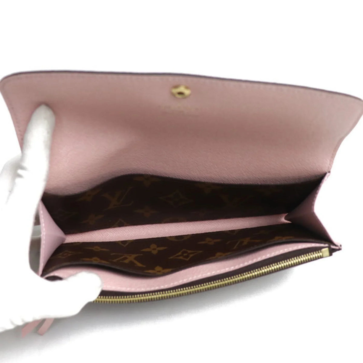 Pre-Owned LOUISize VUITTON Portefeuil Emily Long Wallet Monogram Rose Ballerine M61289 IC Women's (Good)