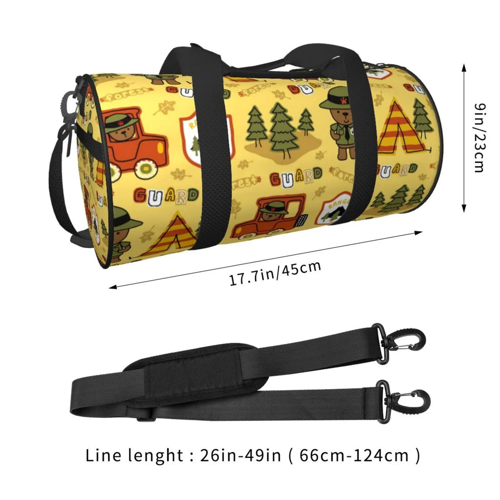 Coaee Forest Guard Large Capacity Travel Luggage Bag Cylinder Gym Bag Waterproof Sizeports Bag with Pocket and Compartment