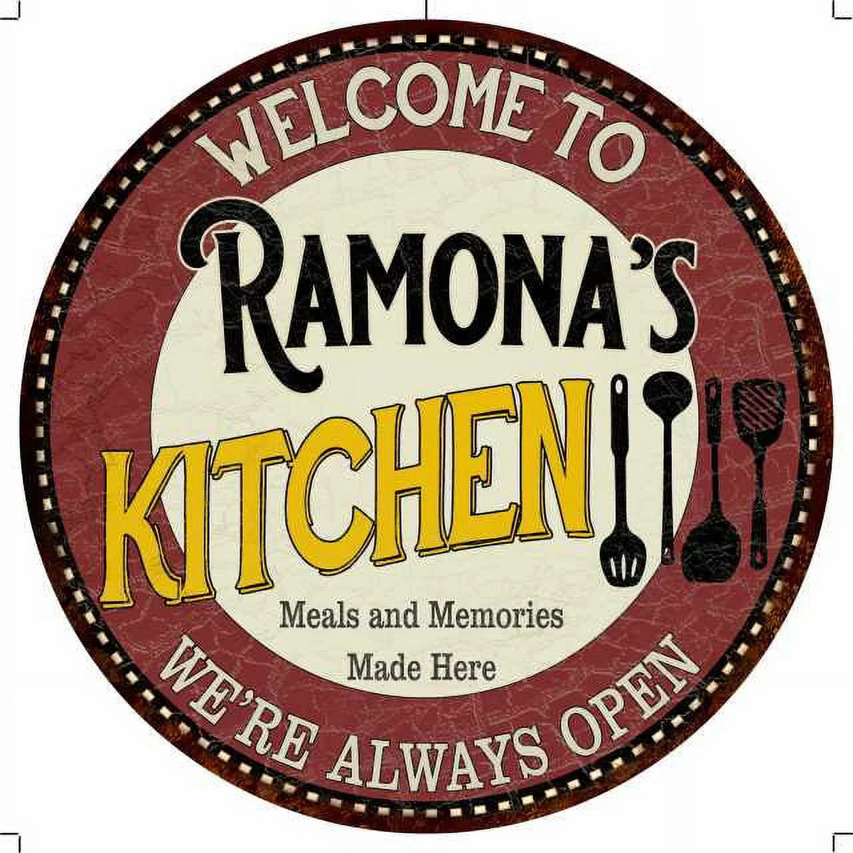 Ramona's Kitchen 14" Round Metal Sizeign Bar Game Room Wall Decor 100140040298