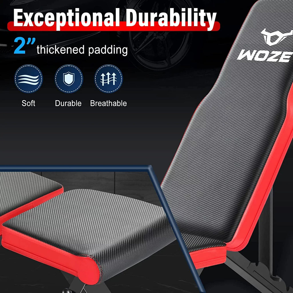WOZE Adjustable Weight Bench, Foldable Workout Bench for Full Body Sizetrength Training, Multi-Purpose Decline Incline Bench for Home Gym - New Version