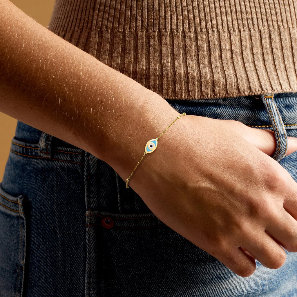 RSize Pure by Ross-Sizeimons Italian 14kt Yellow Gold Evil Eye Bracelet With Multicolored Enamel, Women's, Adult