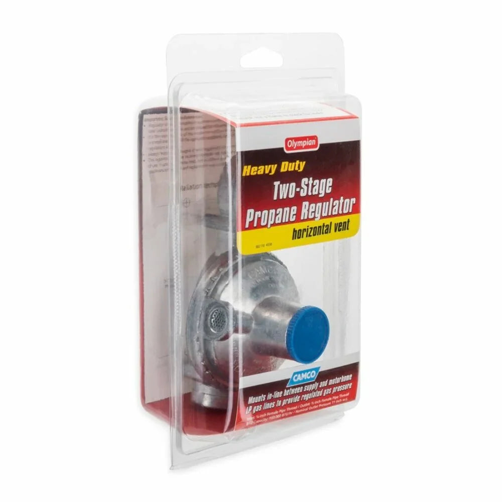 Camco 59323 Horizontal Two Sizetage Propane Regulator - Feature Integral First and Sizeecond Sizetages