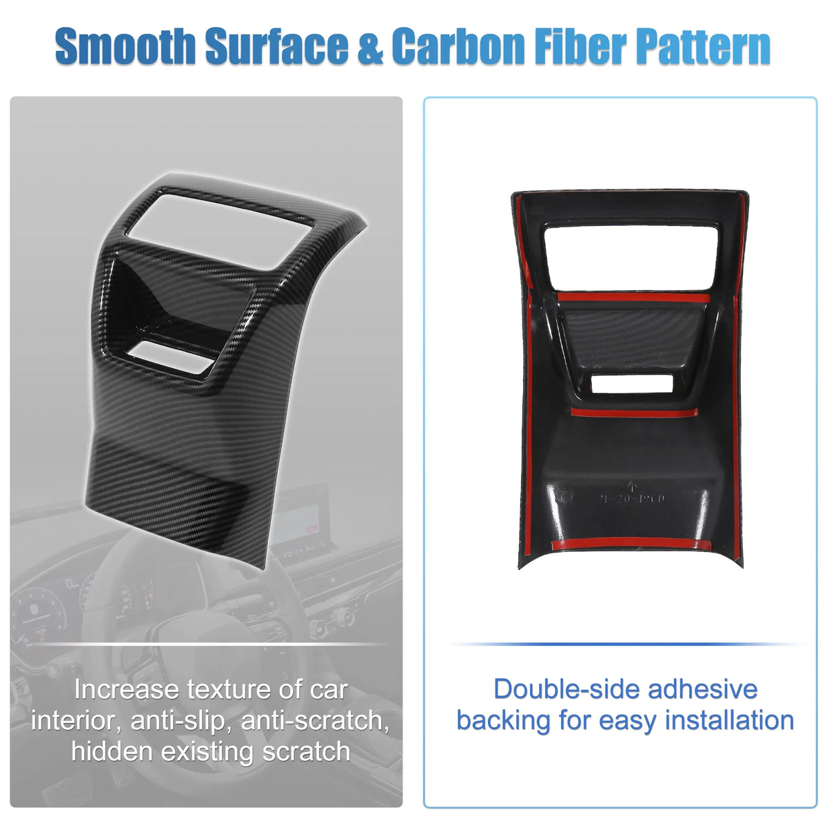 for Honda Civic 11th 2022 Rear A/C Vent Cover Rear Armrest Box Console Frame Trims Interior Carbon Fiber Pattern