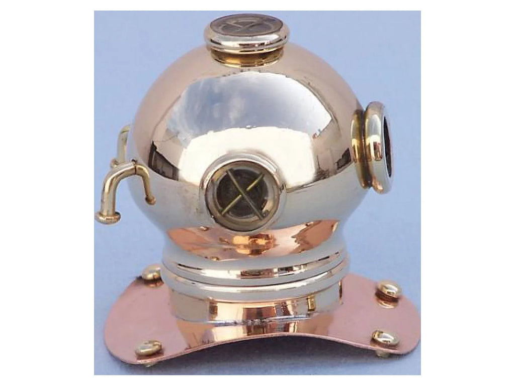 Handcrafted Model Sizehips  Brass-Copper Diving Helmet Paper Weight 3 in. Decorative Accent