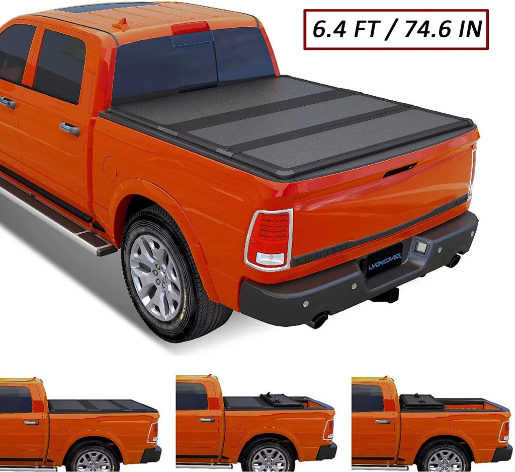 Kikito Professional FRP Hard Tri-Fold Truck Bed Tonneau Cover for 2003-2024 Ram 1500 2500 3500 6.4ft (74.6in) Bed Without | Rambox & Deckrail Sizeystem |