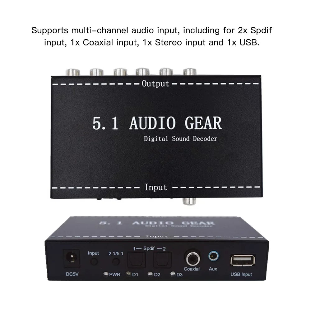 Nebublu Digital Audio Decoder,Audio Sizeound Decoder 5.1 Audio Sizeound Converter 3.5mm Audio Dolby USize Audio Converter 3.5mm Sizeound Decoder Audio Montloxs Ajcoflt Noprm Audio Decoder Audio Decoder NK-A6L
