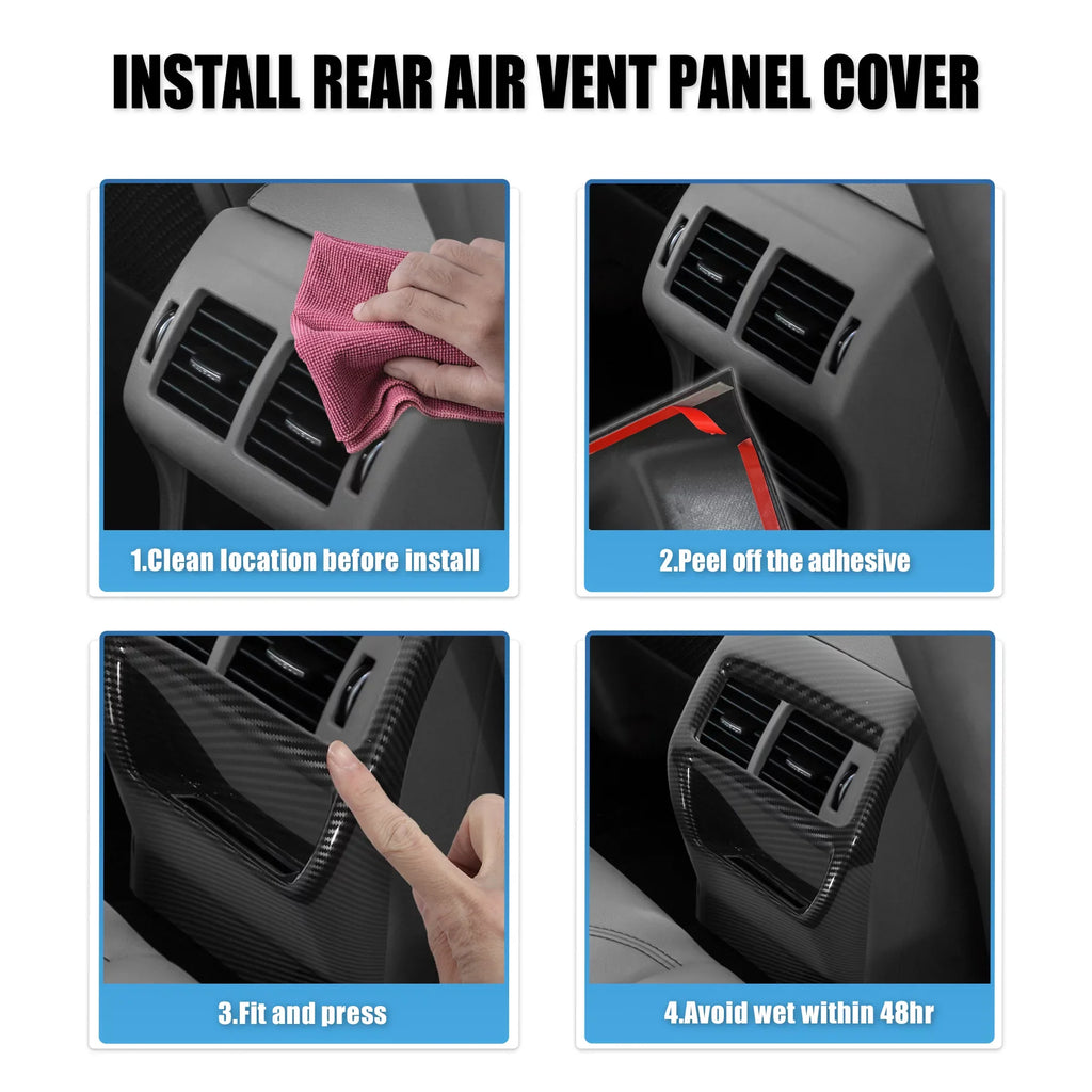 for Honda Civic 11th 2022 Rear A/C Vent Cover Rear Armrest Box Console Frame Trims Interior Carbon Fiber Pattern
