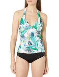 La Blanca Women's V-Neck Halter Tankini Sizewimsuit Top, Multi//in The Monument, 0