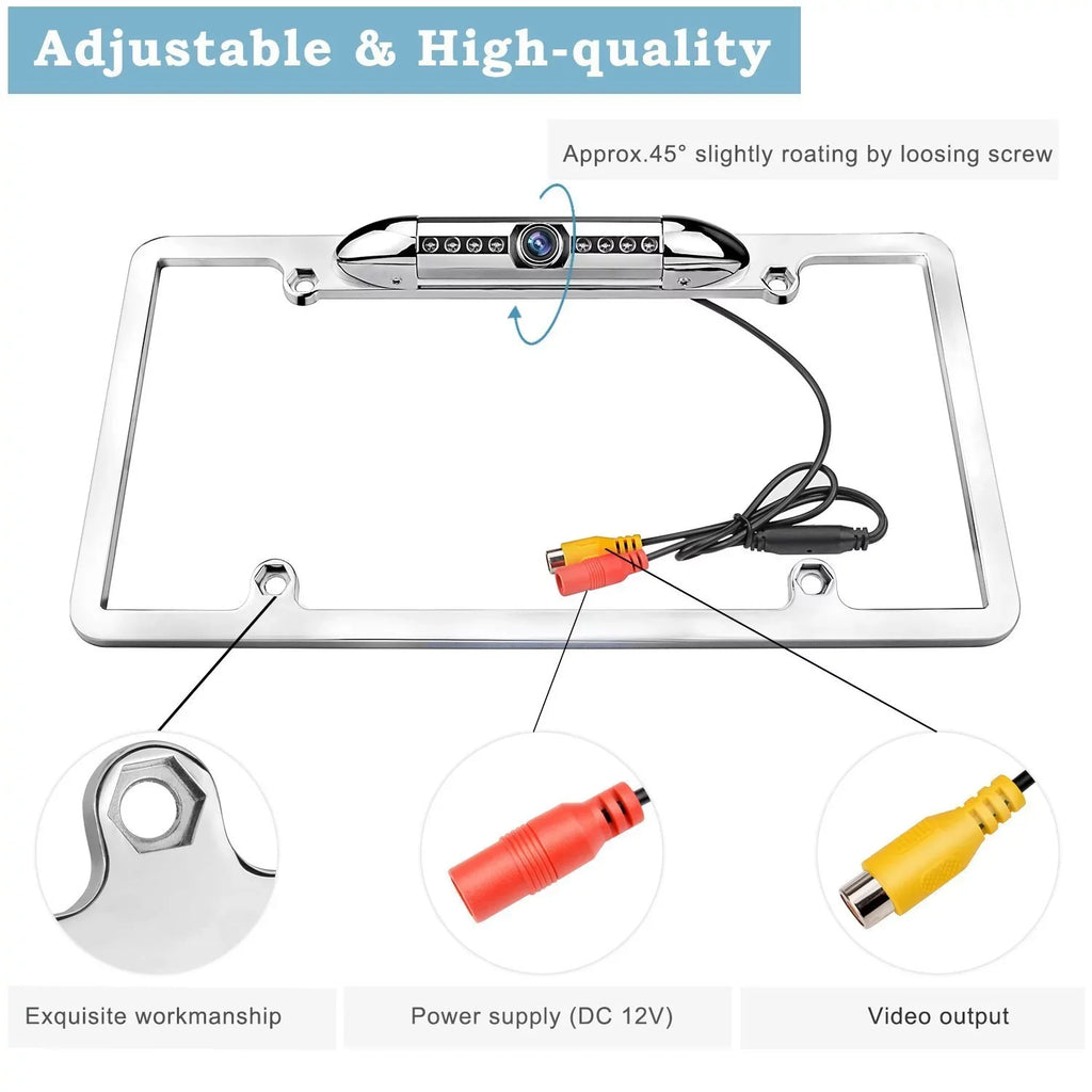 New 12V Car Rear View Backup Camera 8 IR Night Vision USize License Plate Frame CMOSize