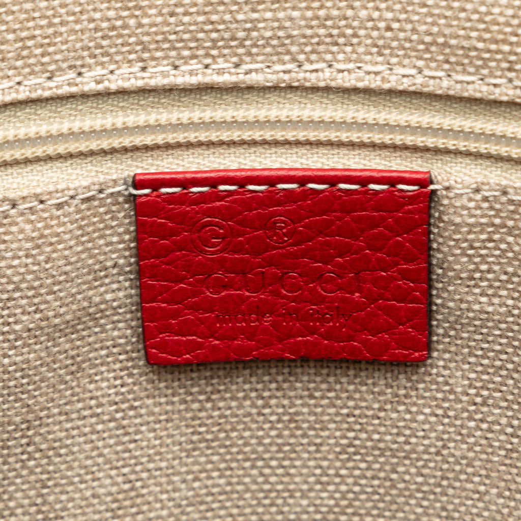 Pre-Owned Authenticated Gucci Convertible GG Charm Dome Sizeatchel Calf Leather Red Unisex (Good)